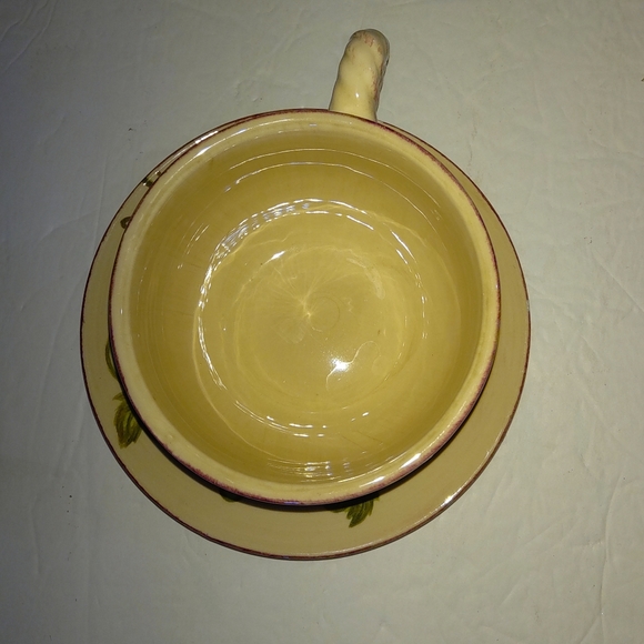 Large Tea/ Coffee Mug/Cup With Saucer . Grape/Leaf Pattern . 2 pc Set - Picture 5 of 12